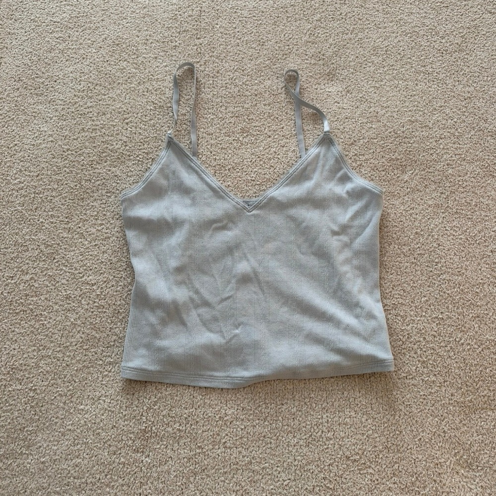 lululemon Cotton Pointelle Cropped Cami Top size XS in Starch Blue